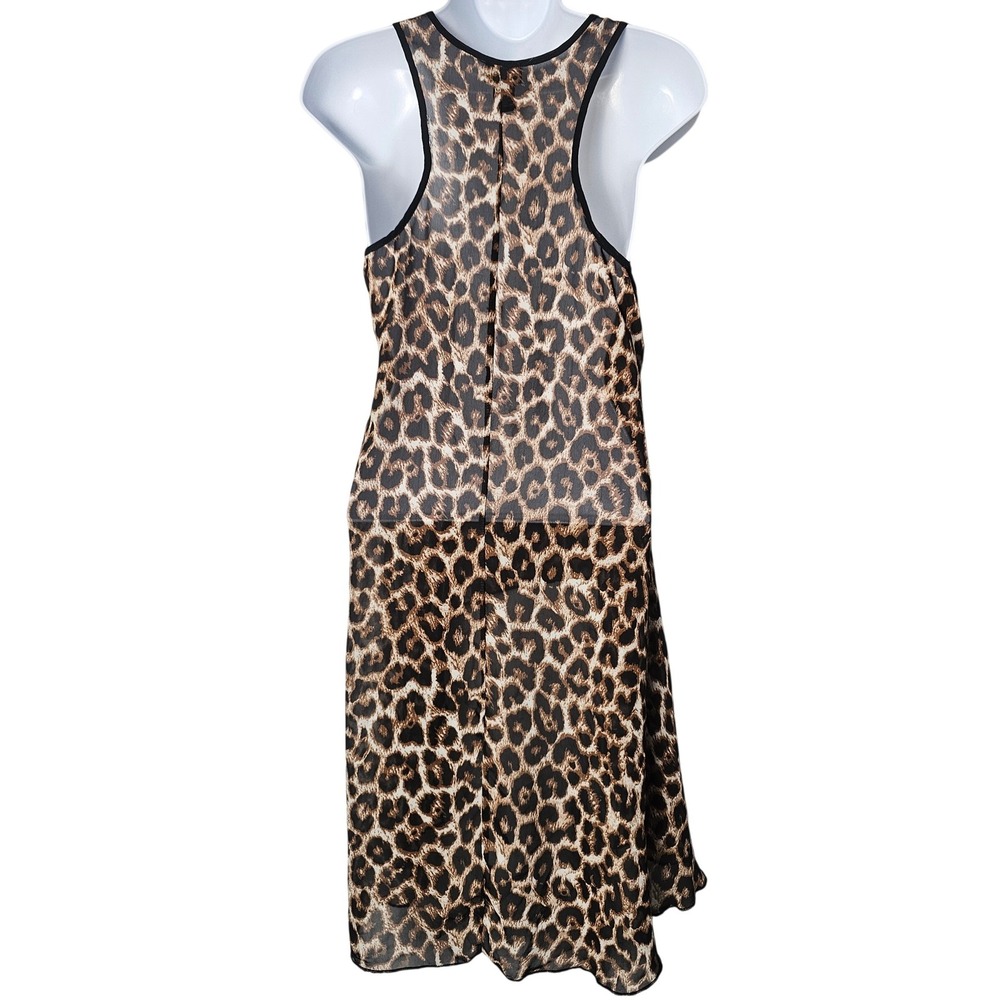 rue21 Leopard‎ Sheer High Low Racerback Tank Top Womens Small Swim Cover Up Y2K - Picture 3 of 7